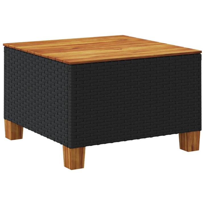 Tuintafel 55x55x36 cm poly rattan en acaciahout zwart