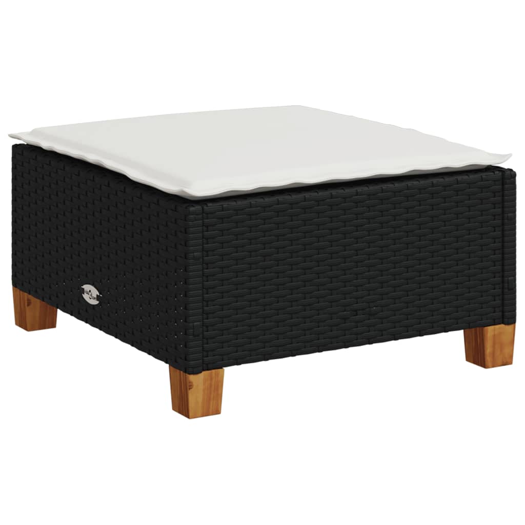 Tuinkruk met kussen 63,5x56x32 cm poly rattan zwart