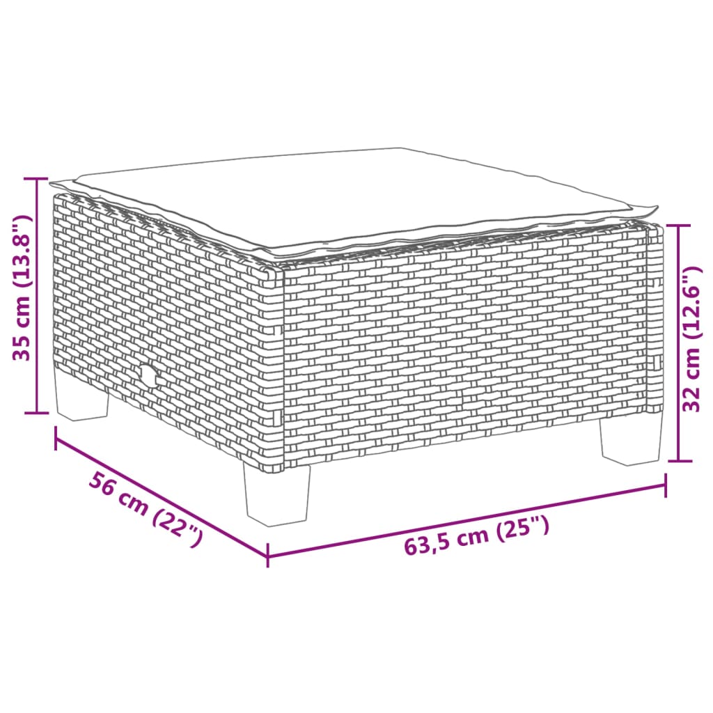 Tuinkruk met kussen 63,5x56x32 cm poly rattan zwart