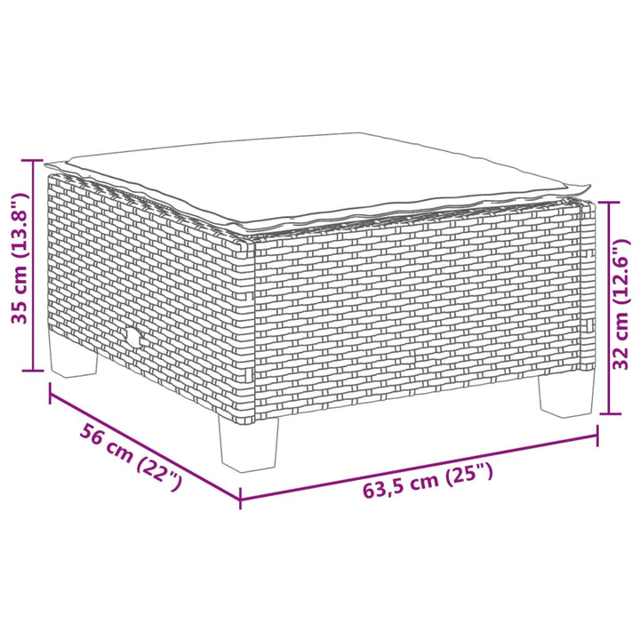 Tuinkruk met kussen 63,5x56x32 cm poly rattan grijs