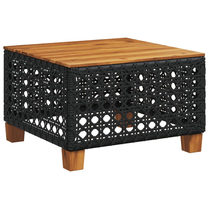 Tuintafel 55x55x36 cm poly rattan en acaciahout zwart