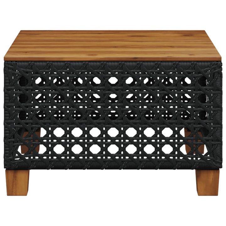 Tuintafel 55x55x36 cm poly rattan en acaciahout zwart