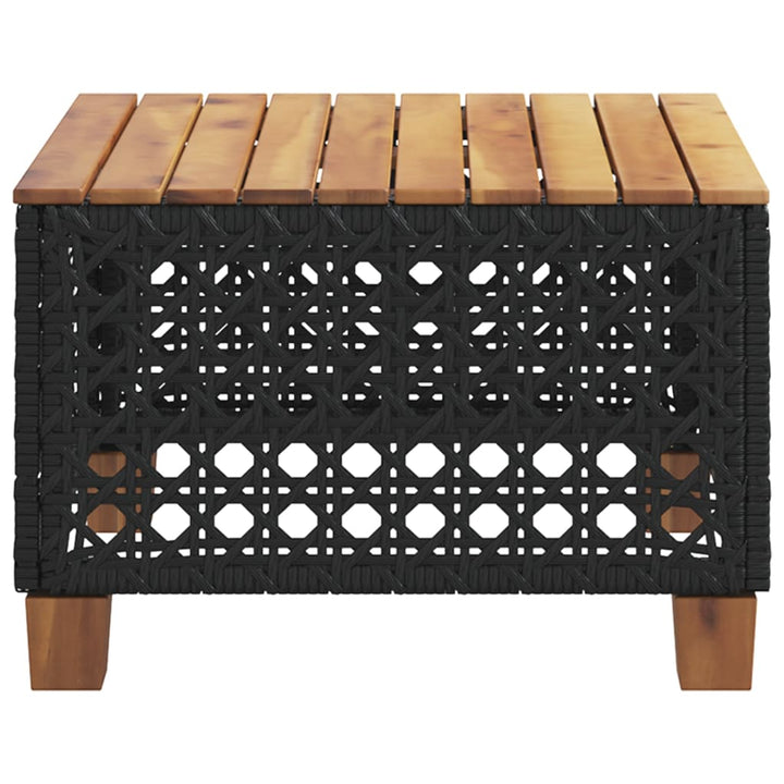 Tuintafel 55x55x36 cm poly rattan en acaciahout zwart