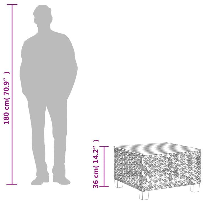 Tuintafel 55x55x36 cm poly rattan en acaciahout zwart