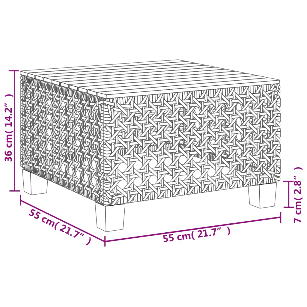 Tuintafel 55x55x36 cm poly rattan en acaciahout zwart