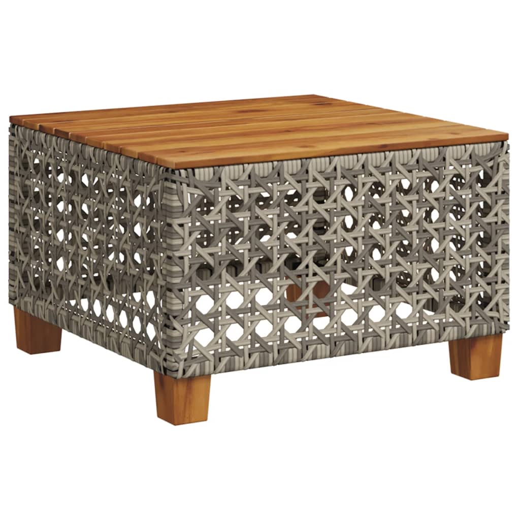 Tuintafel 55x55x36 cm poly rattan en acaciahout grijs