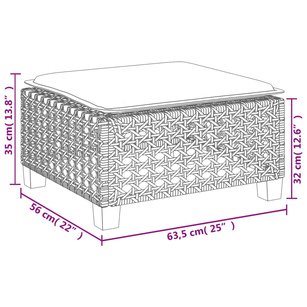 Tuinkruk met kussen 63,5x56x32 cm poly rattan grijs