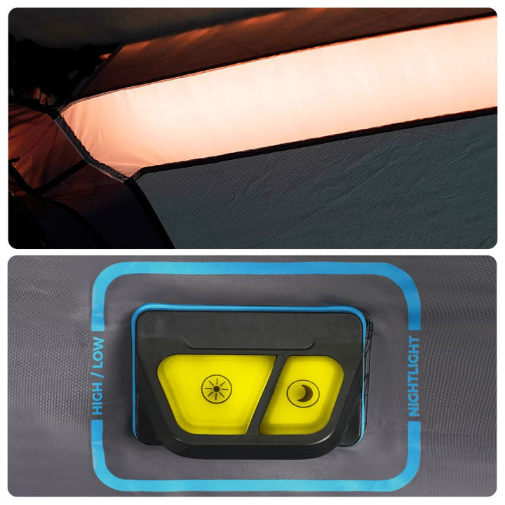 Tent met LED 10-persoons snelontgrendeling lichtblauw