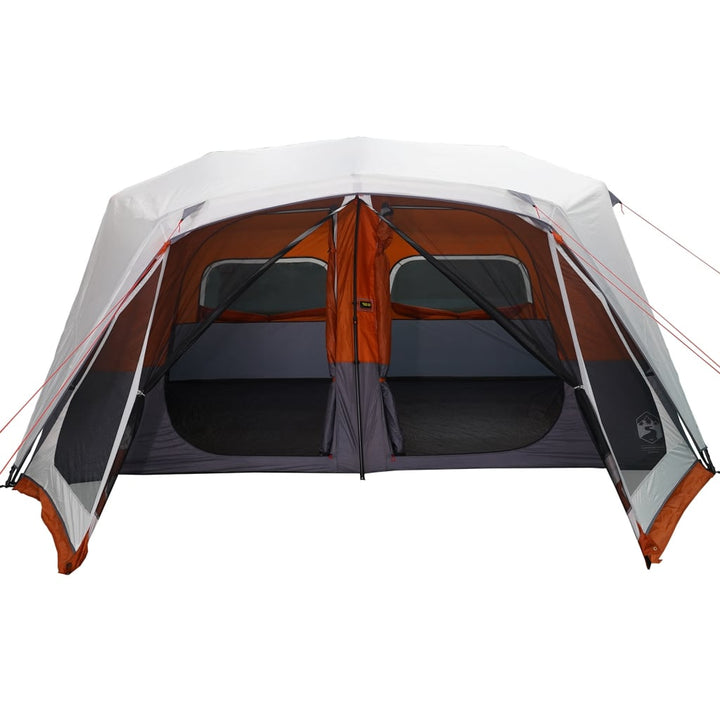 Tent met LED 10-persoons snelontgrendeling lichtgrijs en oranje