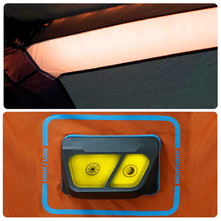 Tent met LED 6-persoons snelontgrendeling lichtgrijs en oranje