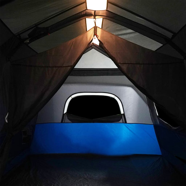 Tent 9-persoons waterdicht met LED lichtblauw