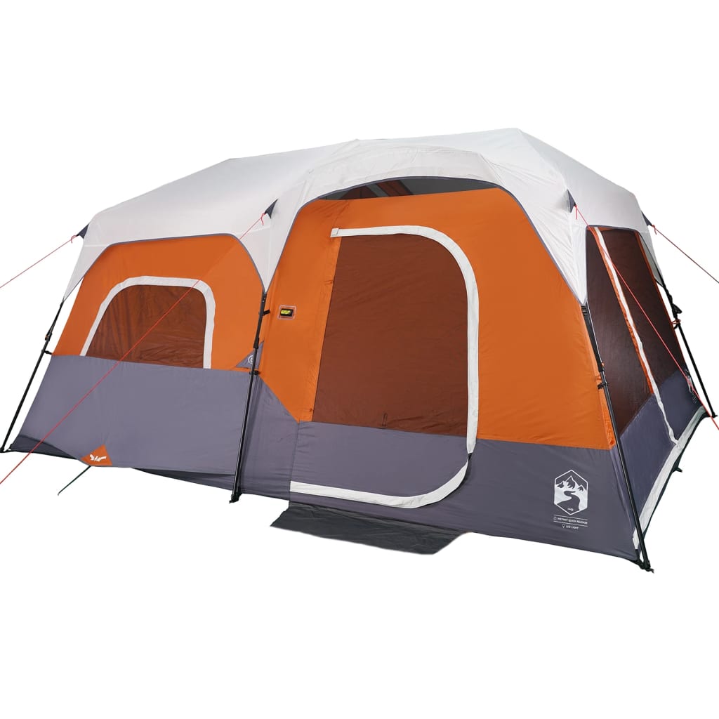 Tent 9-persoons waterdicht met LED lichtgrijs en oranje