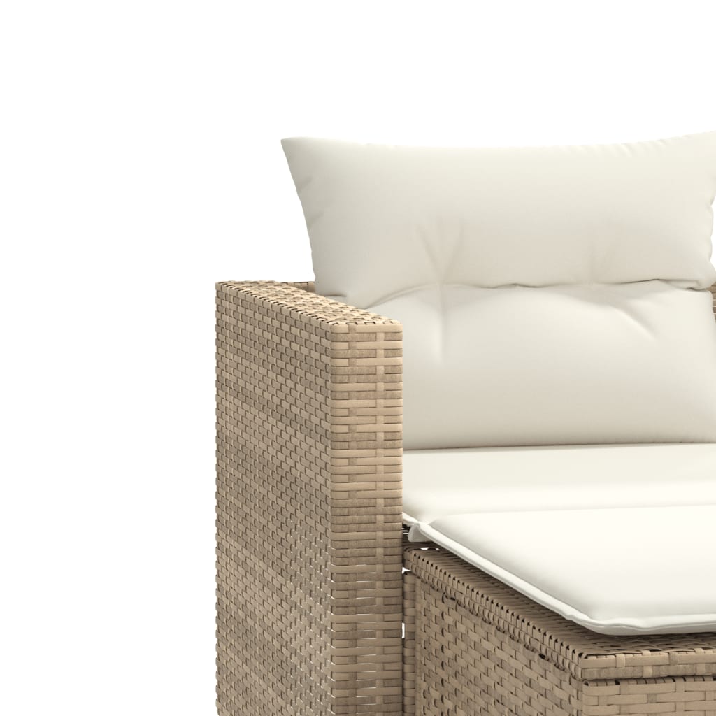 Tuinbank 2-zits met voetenbanken poly rattan beige