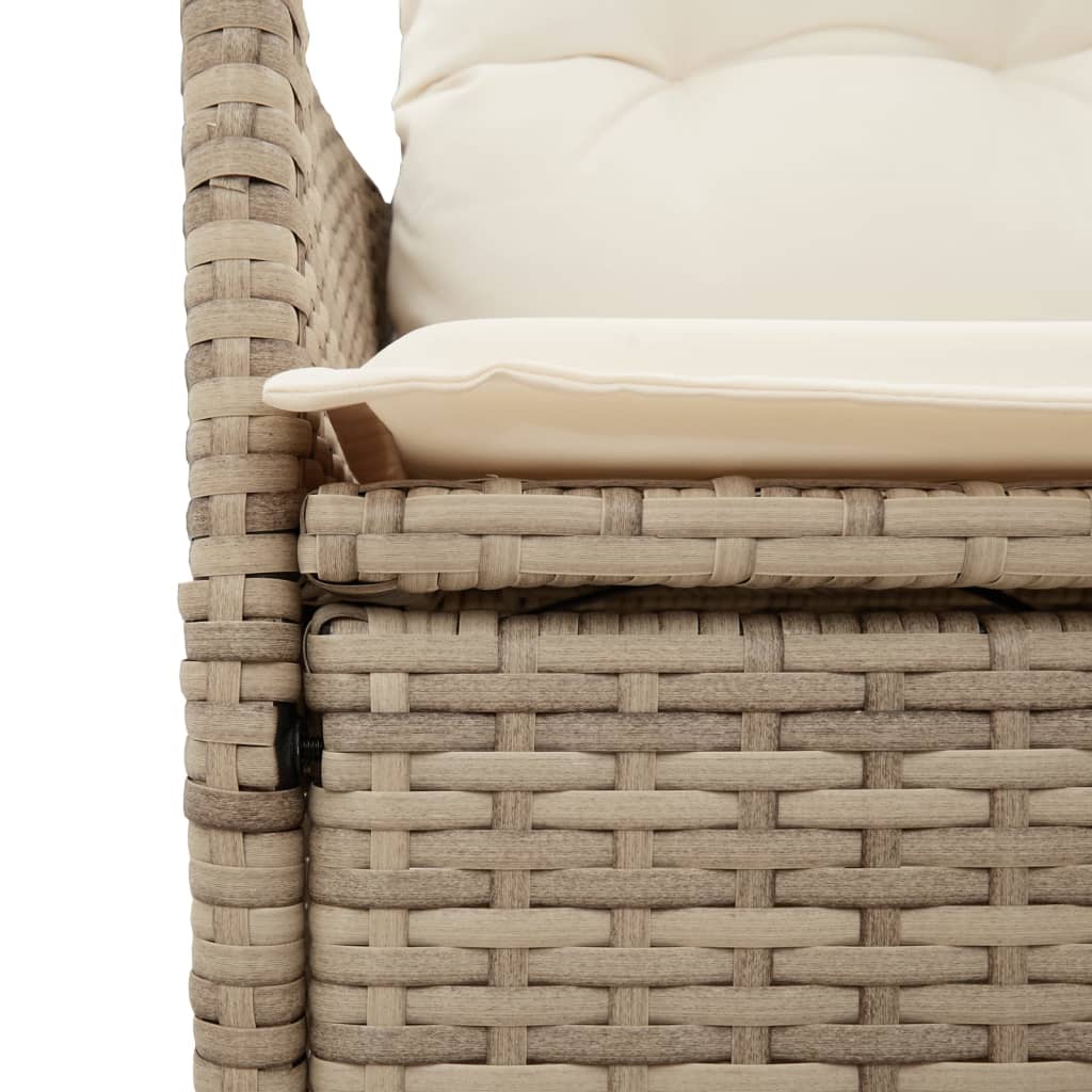 Tuinstoel verstelbaar met kussens poly rattan beige