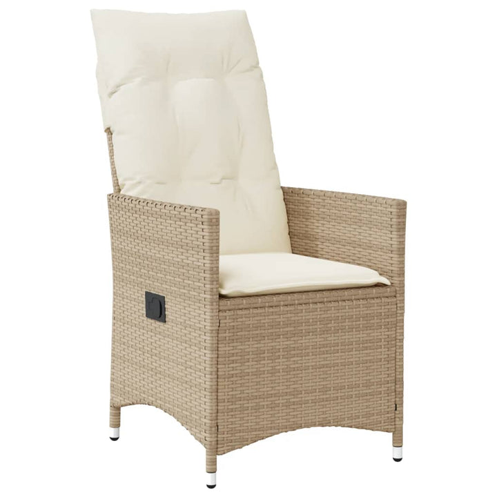 Tuinstoelen 2 st verstelbaar met kussens poly rattan beige