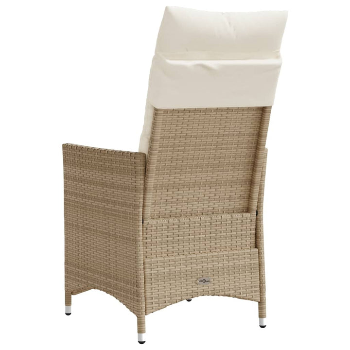 Tuinstoelen 2 st verstelbaar met kussens poly rattan beige