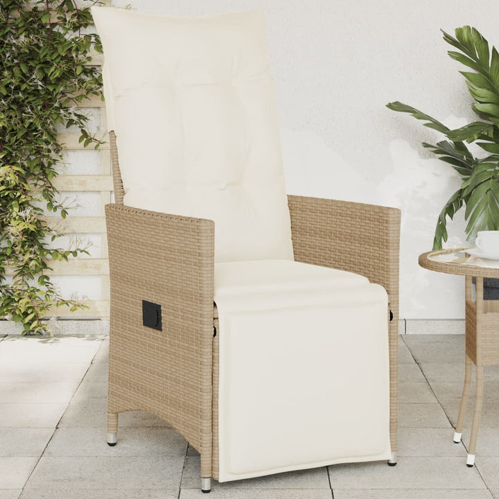 Tuinstoel verstelbaar met kussens poly rattan beige