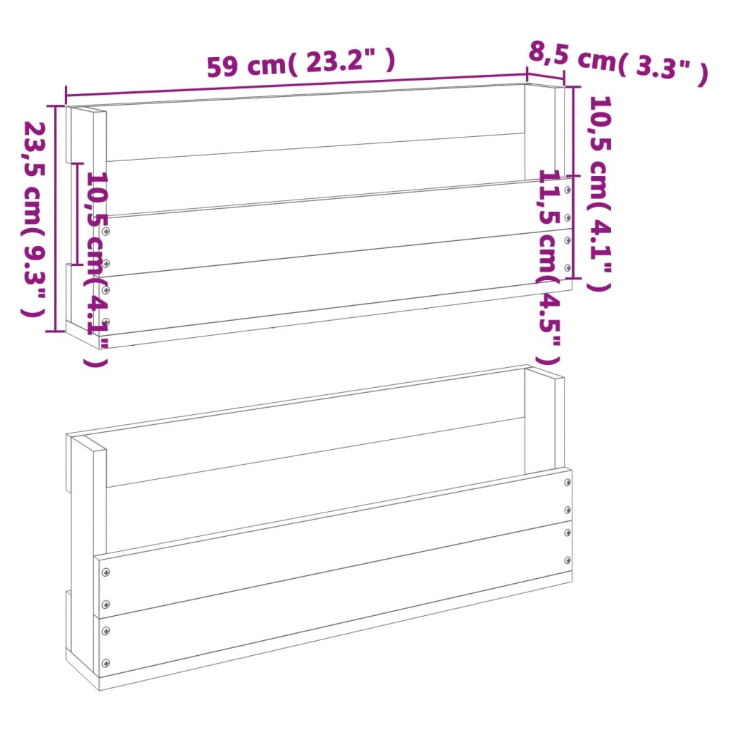 Schoenenrekken 2 st 59x8,5x23,5 cm massief grenenhout wasbruin