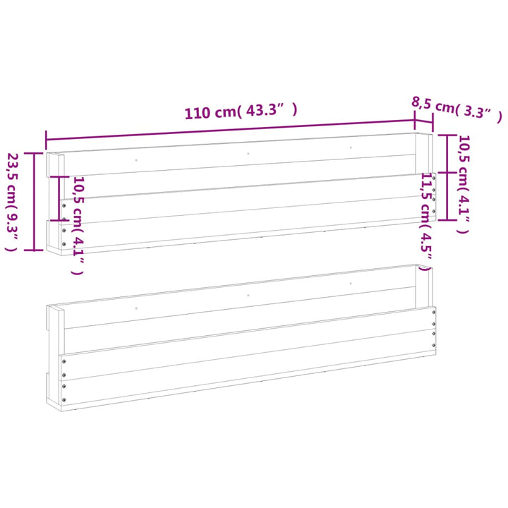 Schoenenrekken 2 st 110x8,5x23,5 cm massief grenenhout wasbruin