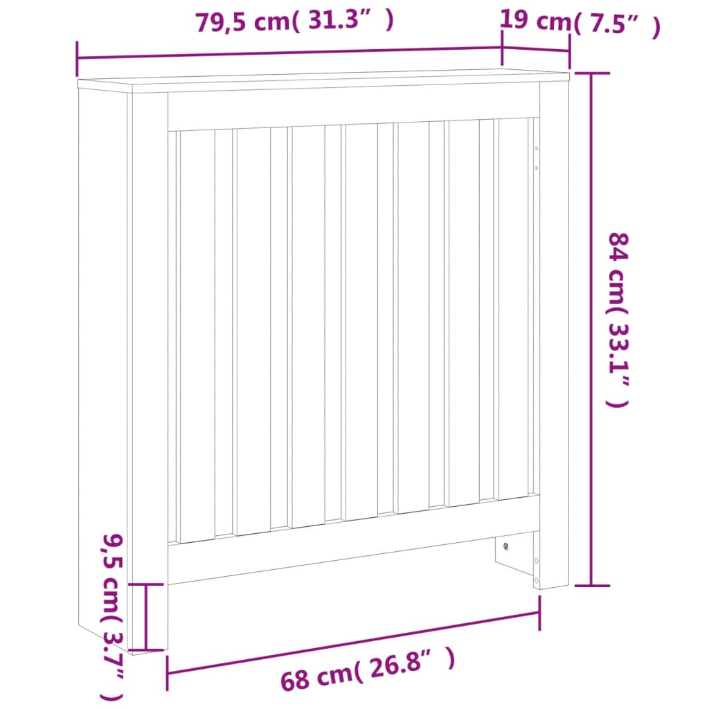 Radiatorombouw 79,5x19x84 cm massief grenenhout wasbruin