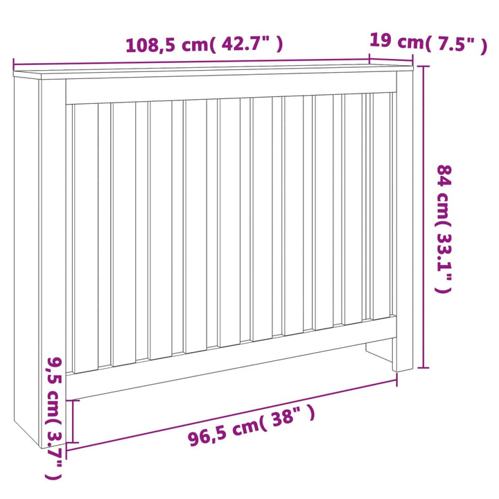 Radiatorombouw 108,5x19x84 cm massief grenenhout wasbruin