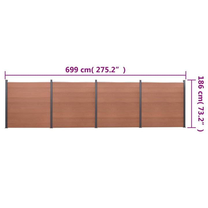 Schuttingpaneelset 699x186 cm HKC bruin