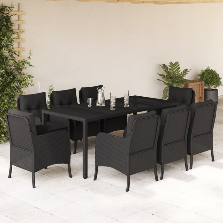 9-delige Tuinset poly rattan zwart