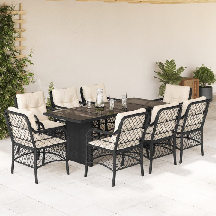 9-delige Tuinset poly rattan zwart