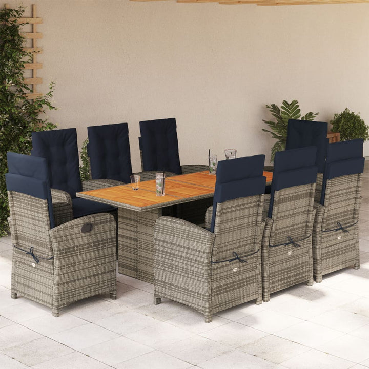 9-delige Tuinset met kussens poly rattan beige