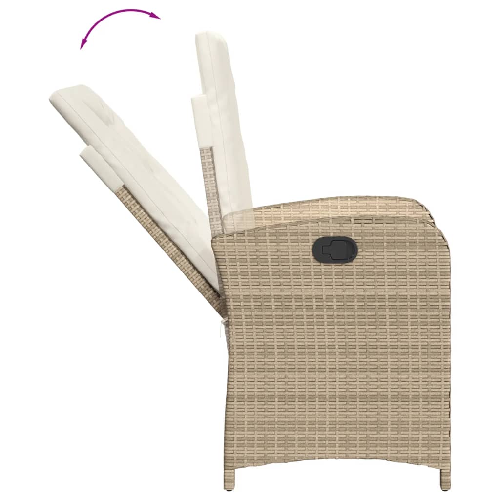 9-delige Tuinset met kussens poly rattan gemengd beige