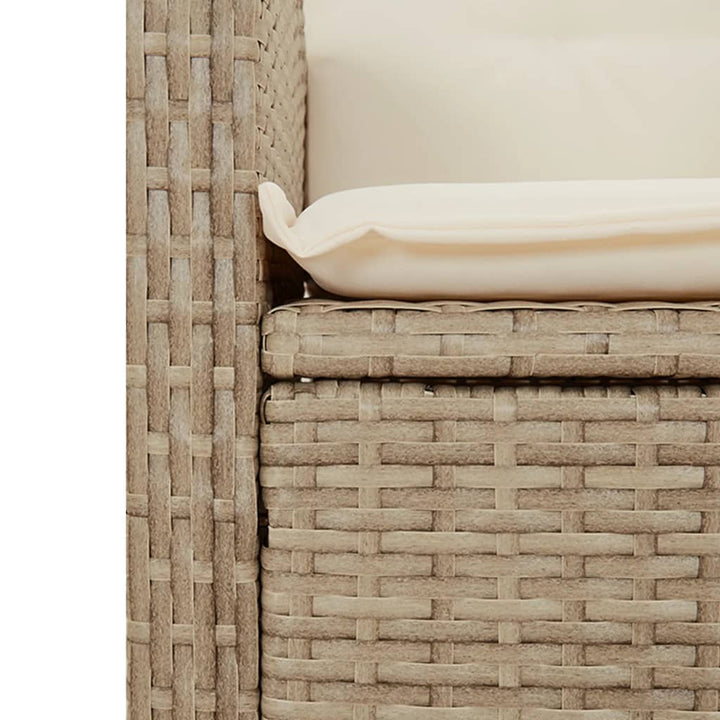 9-delige Tuinset met kussens poly rattan gemengd beige