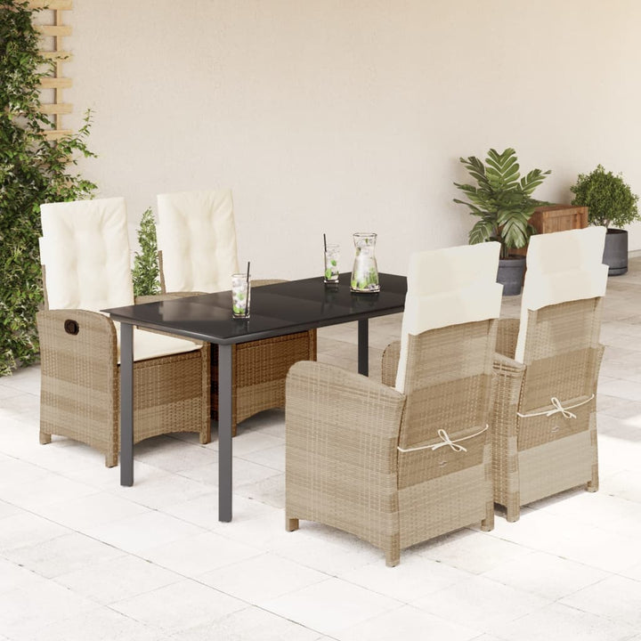 5-delige Tuinset met kussens poly rattan beige