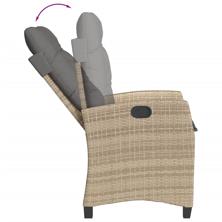 9-delige Tuinset met kussens poly rattan gemengd beige