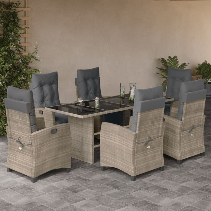 7-delige Tuinset met kussens poly rattan grijs