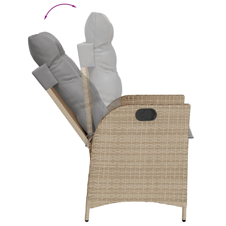 7-delige Tuinset met kussens poly rattan gemengd beige