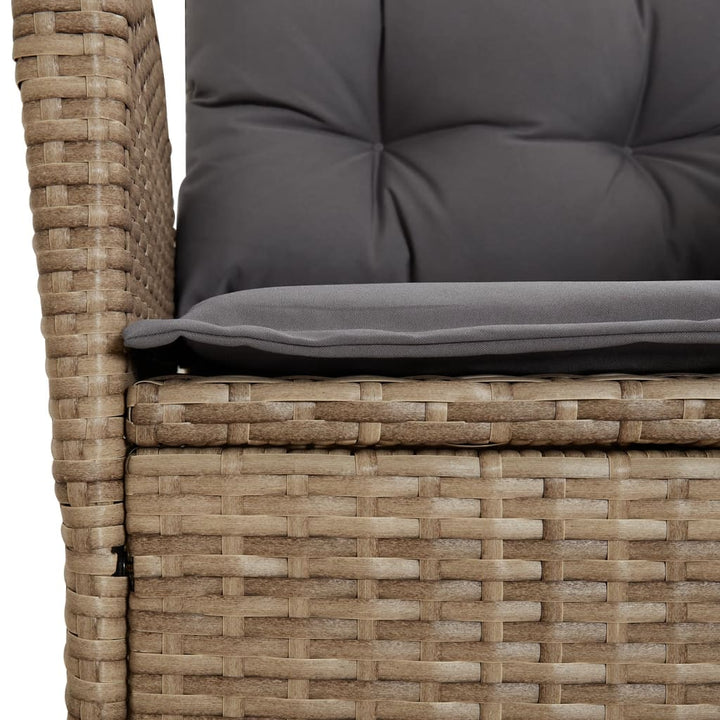 7-delige Tuinset met kussens poly rattan gemengd beige