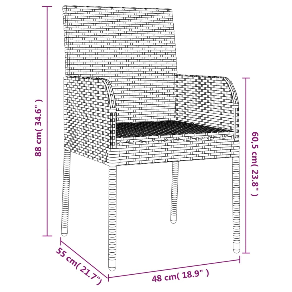 9-delige Tuinset poly rattan zwart