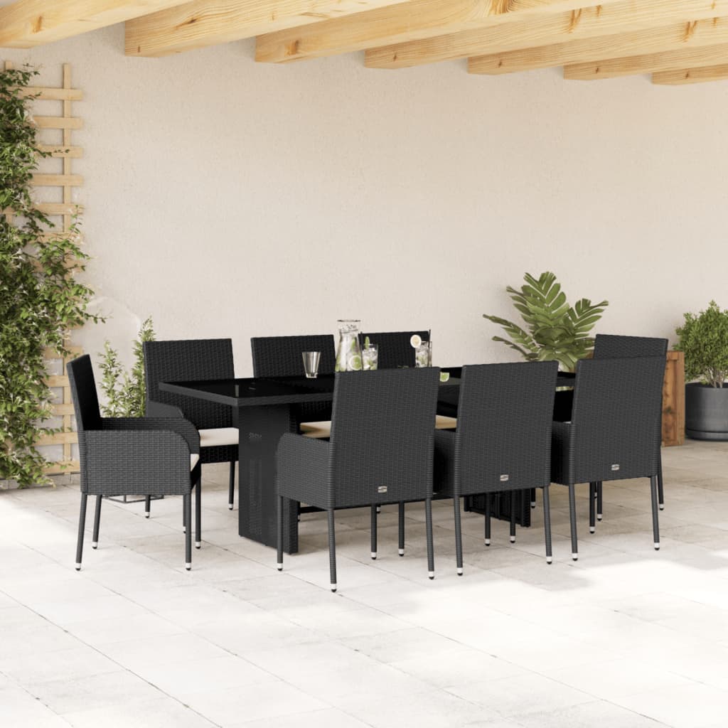 9-delige Tuinset poly rattan zwart