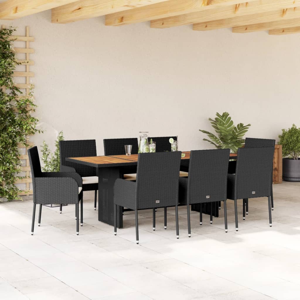 9-delige Tuinset poly rattan zwart