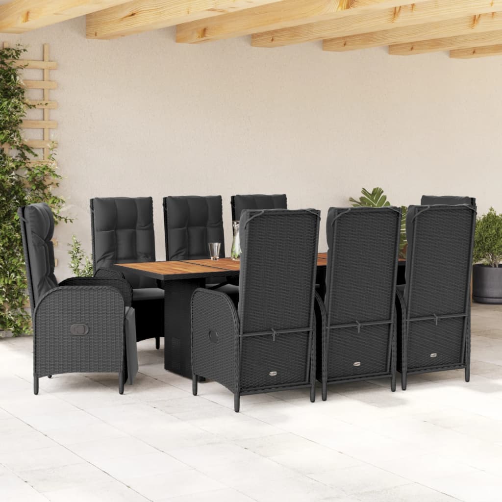 9-delige Tuinset poly rattan zwart