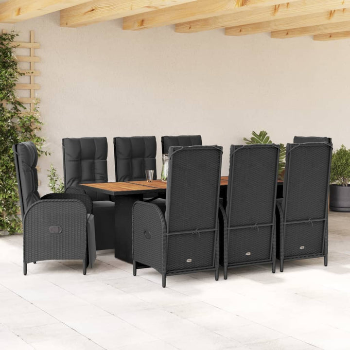 9-delige Tuinset poly rattan zwart