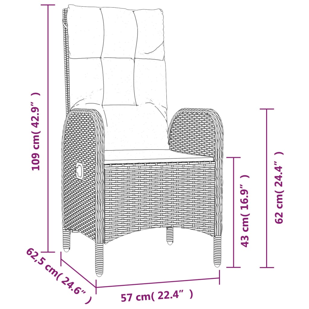 9-delige Tuinset poly rattan zwart