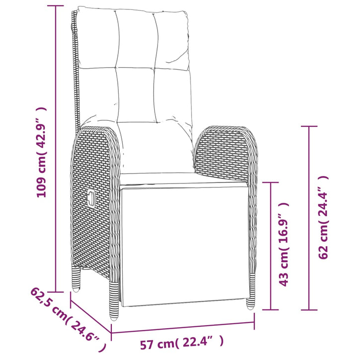 9-delige Tuinset poly rattan zwart