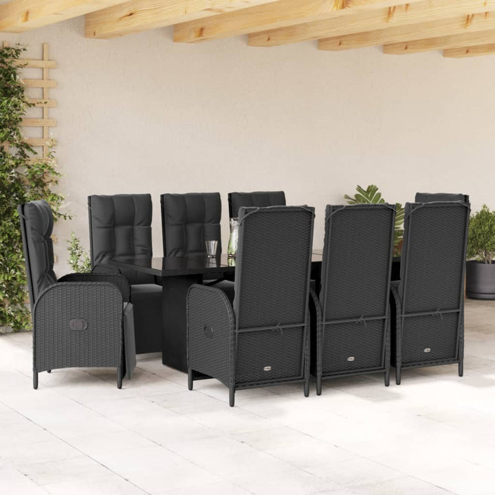 9-delige Tuinset poly rattan zwart