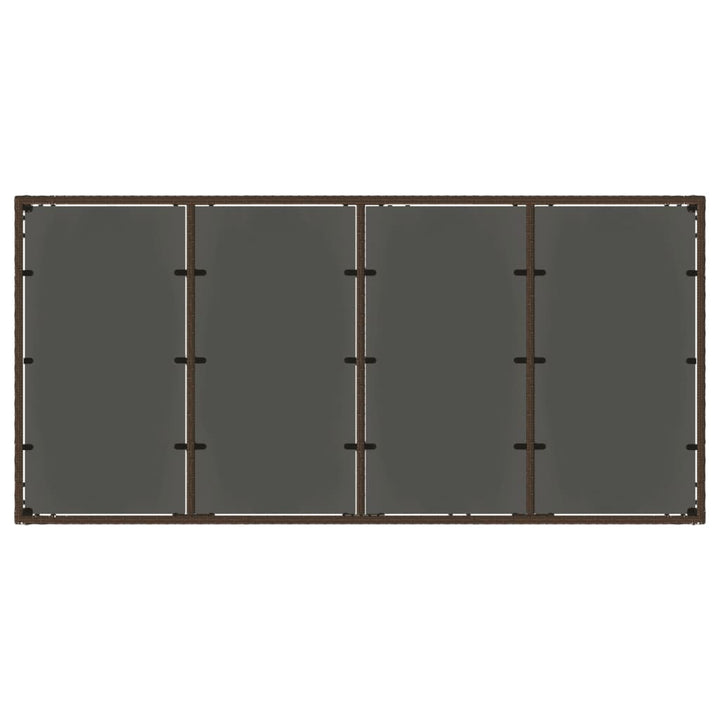 Tuintafel met glazen blad 190x90x75 cm poly rattan bruin