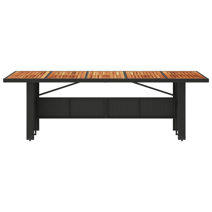 Tuintafel met acaciahouten blad 240x90x75 cm poly rattan zwart