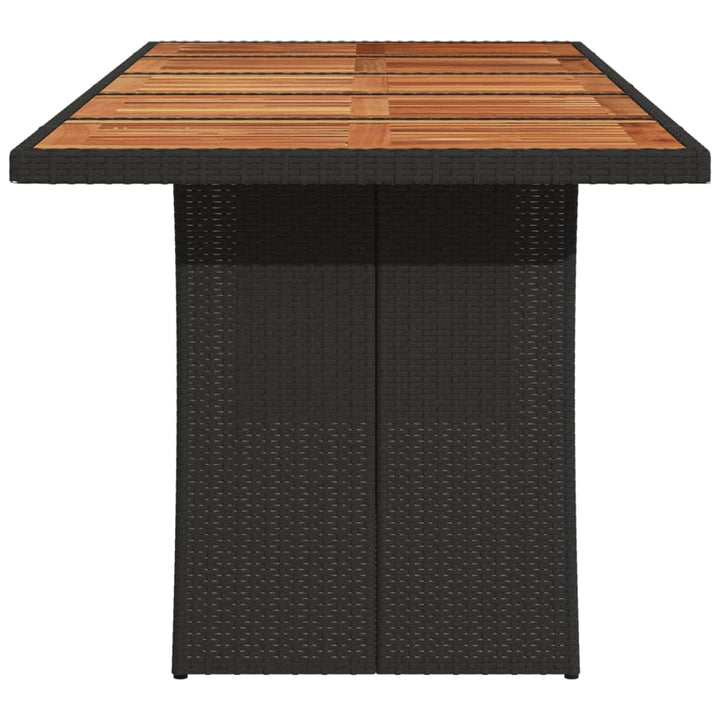 Tuintafel met acaciahouten blad 240x90x75 cm poly rattan zwart