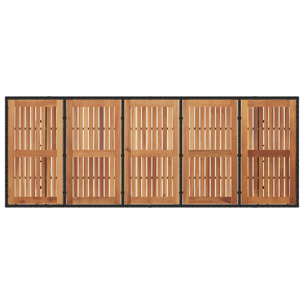 Tuintafel met acaciahouten blad 240x90x75 cm poly rattan zwart