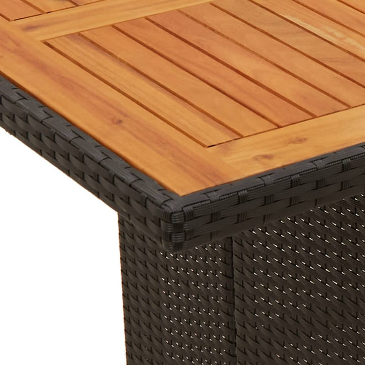 Tuintafel met acaciahouten blad 240x90x75 cm poly rattan zwart