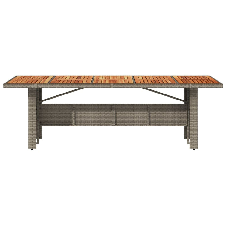 Tuintafel met acaciahouten blad 240x90x75 cm poly rattan grijs